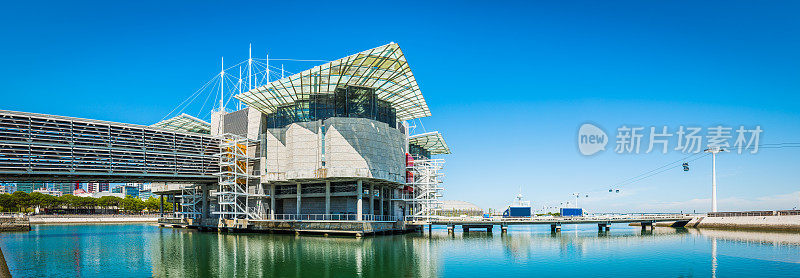 Lisbon park das Nacoes现代海滨缆车全景葡萄牙